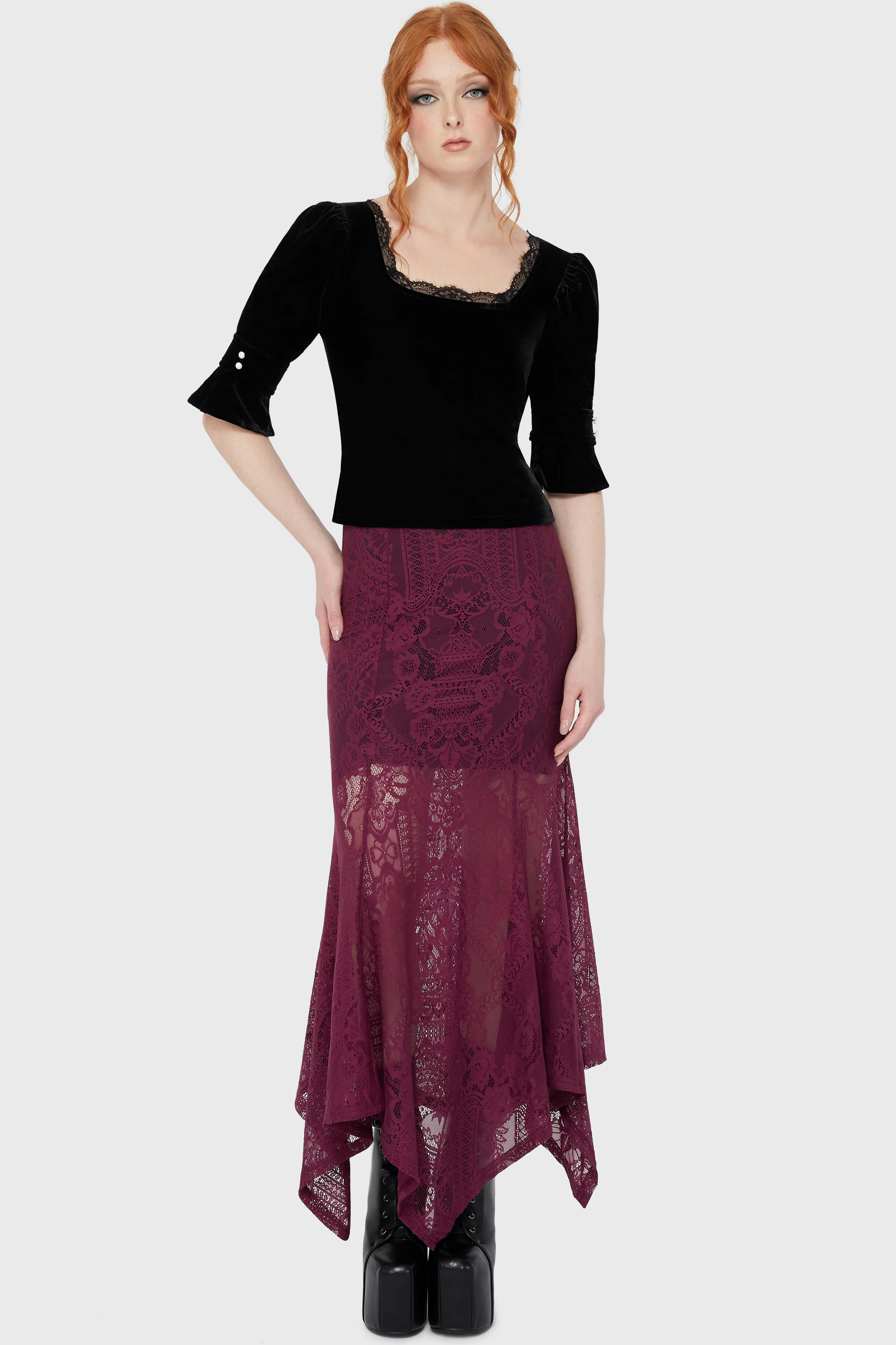 Belladonna Lace Maxi Skirt [Plum] - Image 4
