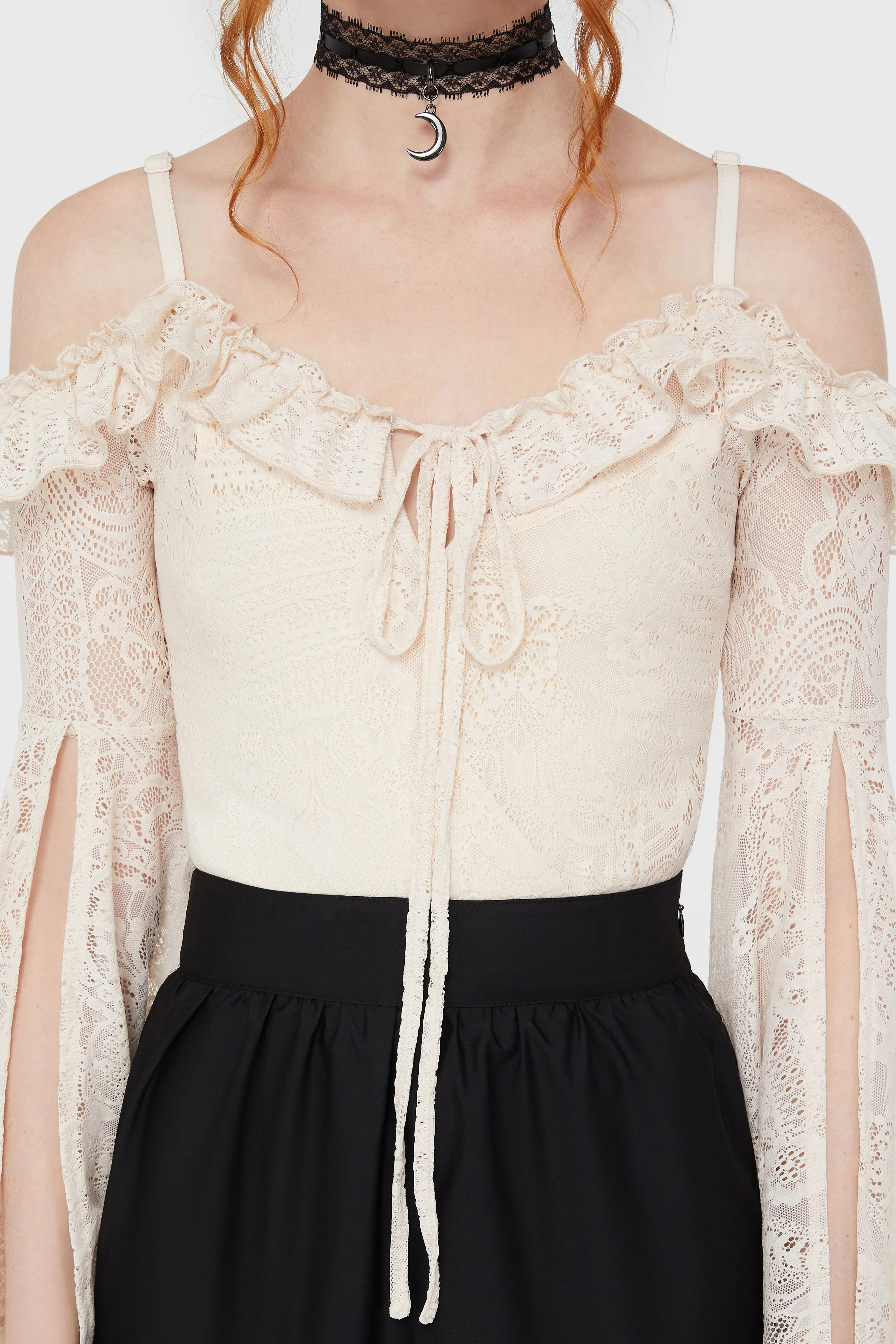 Breathless Lace Bardot Top [IVORY] - Image 2