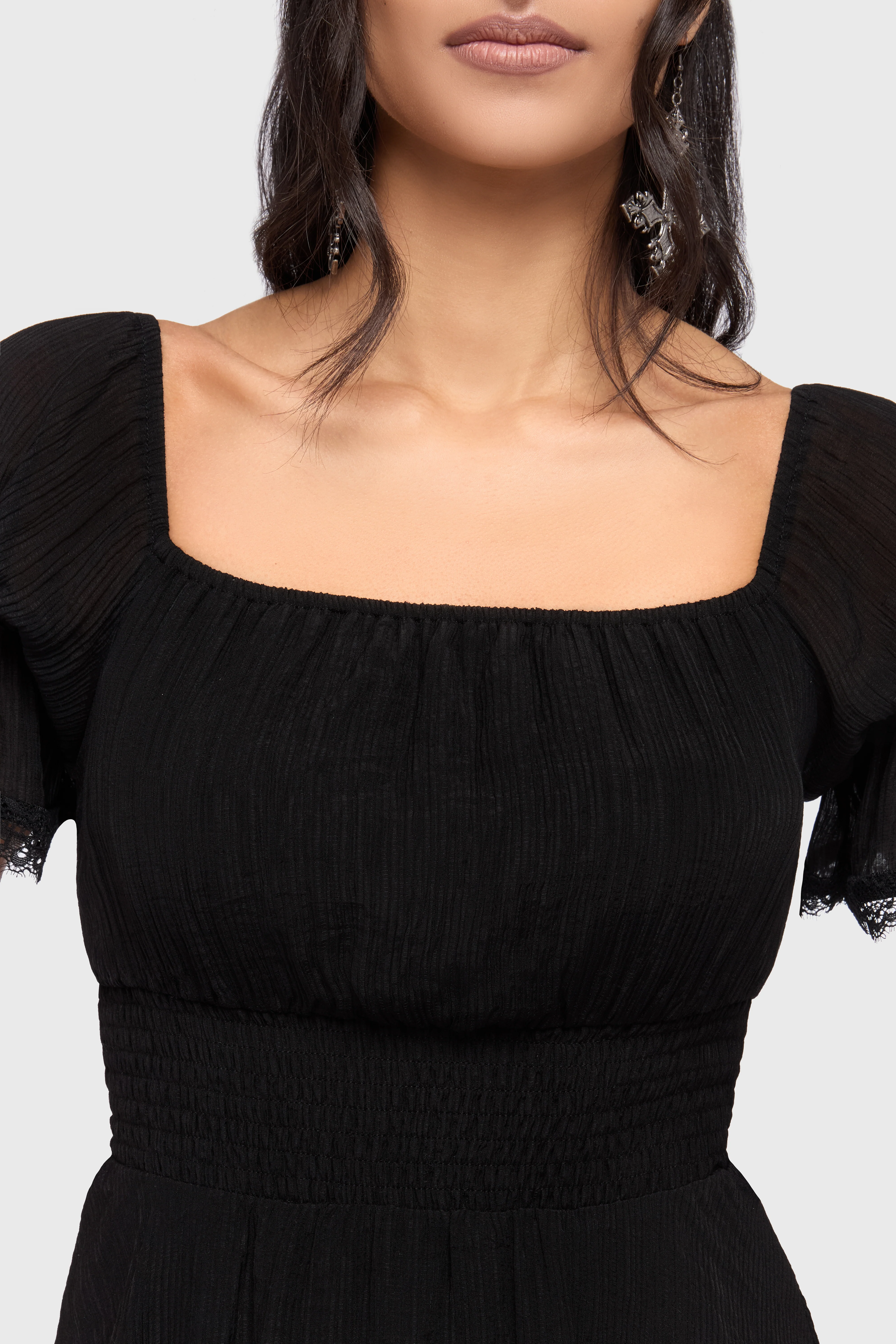 Celestial Night Off The Shoulder Mini Dress [Black] - Image 4