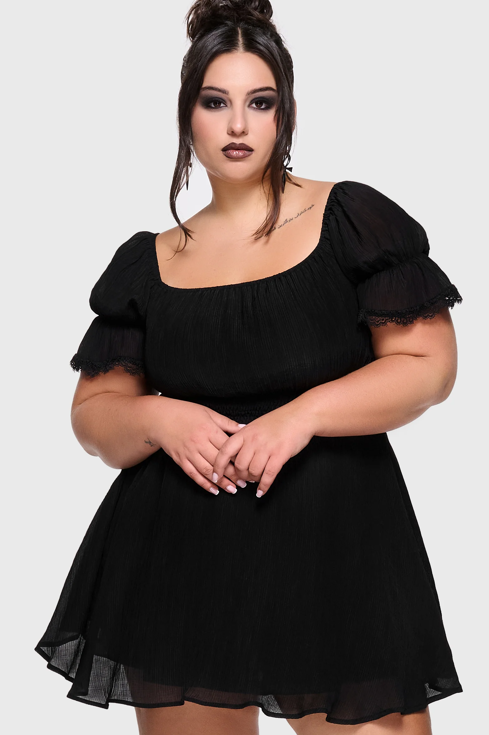 Celestial Night Off The Shoulder Mini Dress [Black] - Image 5