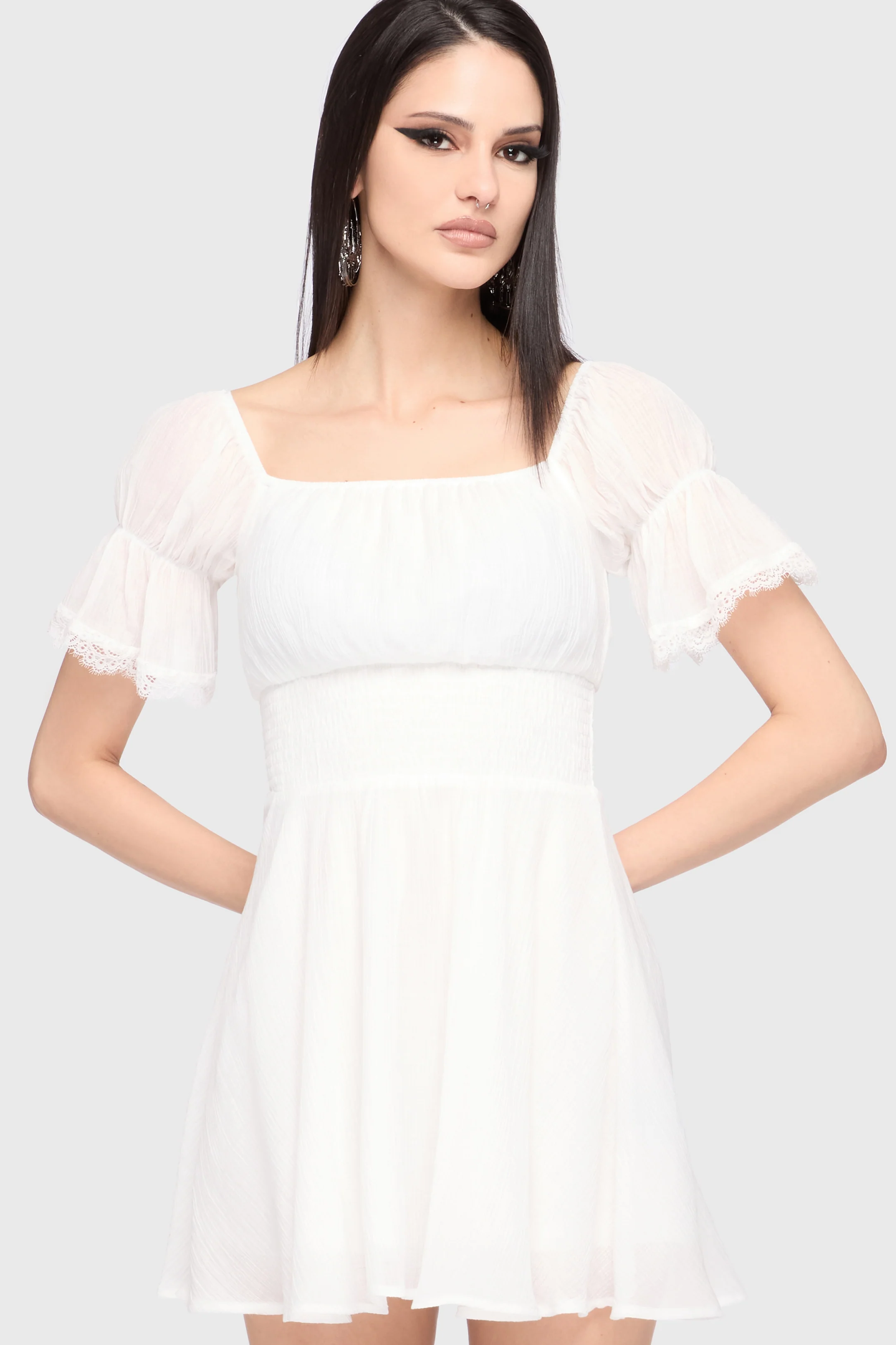 Celestial Night Off The Shoulder Mini Dress [White] - Image 2