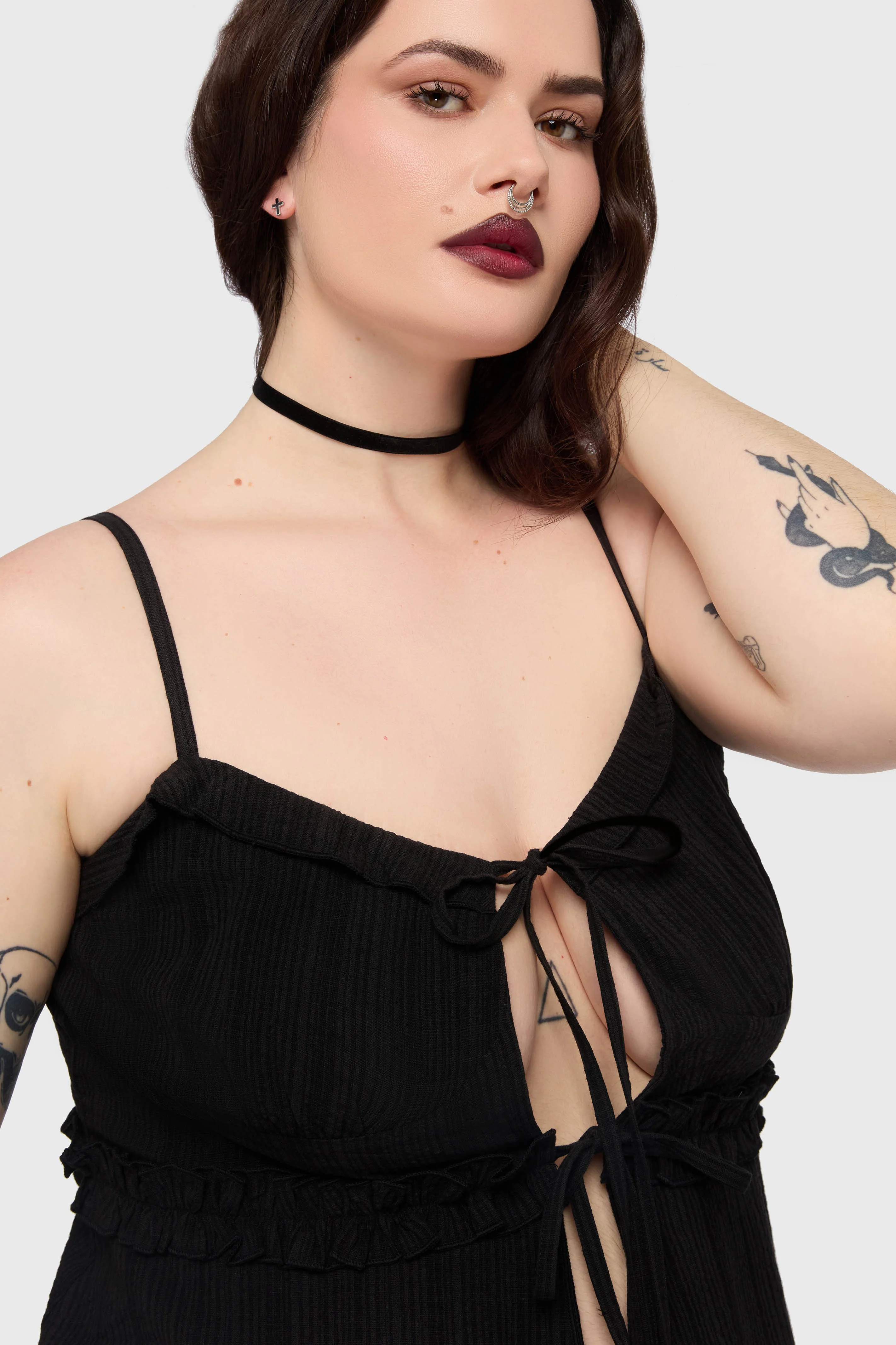 Gaia Adorned Tie Front Vest Top - Image 5