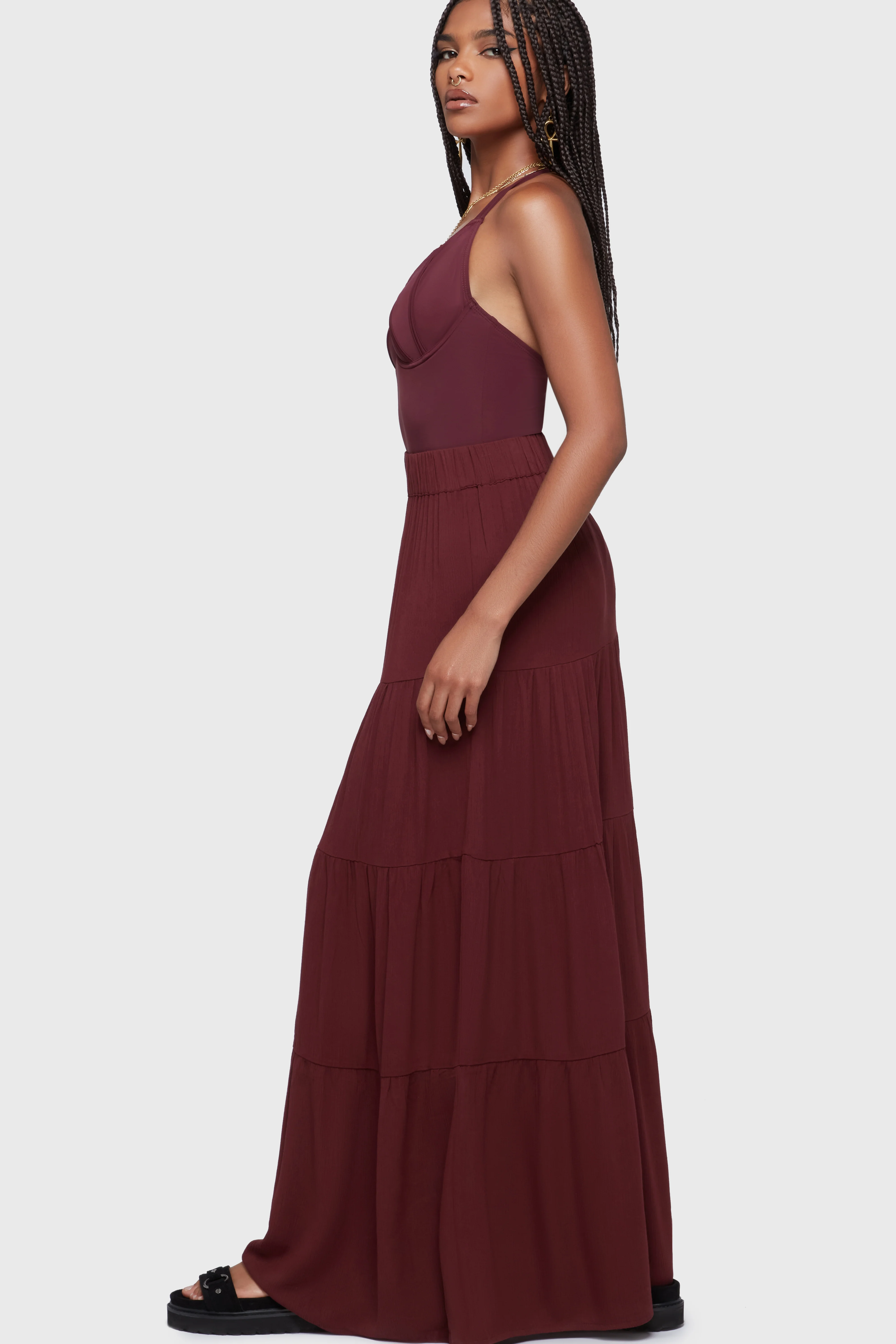 Thursday's Woe Maxi Skirt [Burgundy] - Image 5