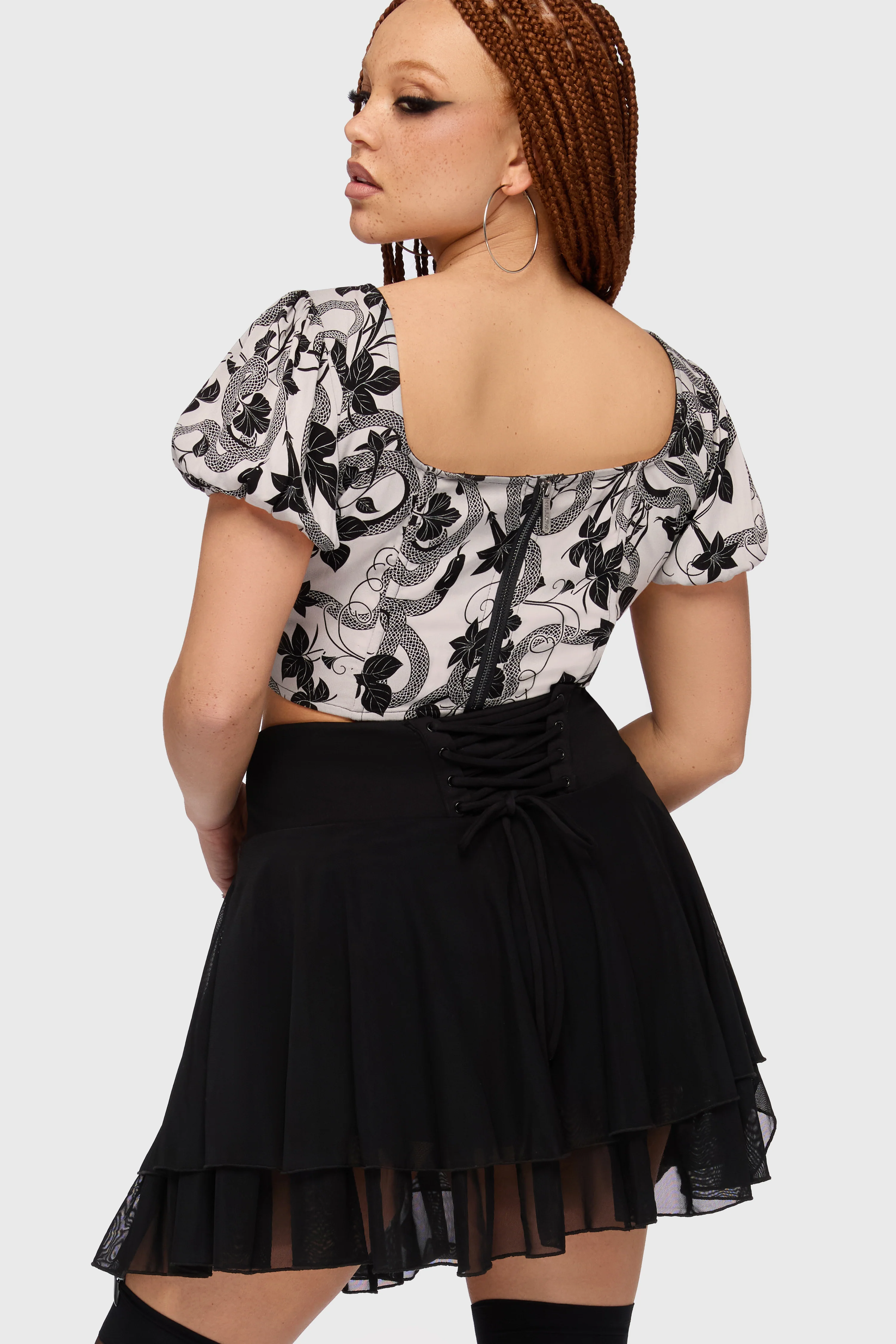 Venomous Rose Puffed Sleeve Corset Top - Image 7